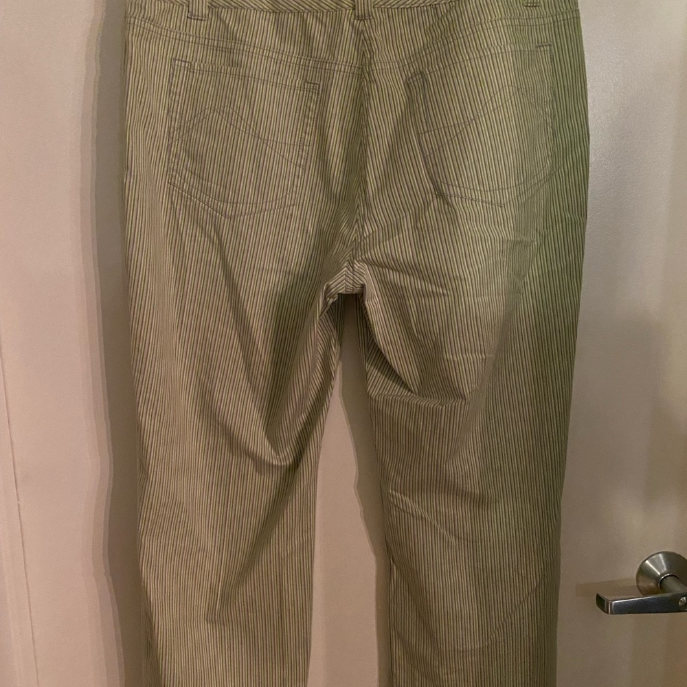 Sigrid Olsen Crop Pants Stripe Bright Green Gray … - image 3
